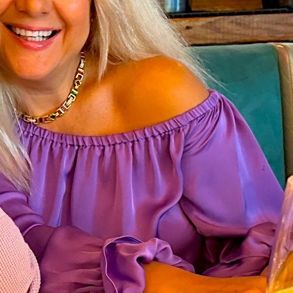 👗Ramy Brook Murphy off shoulder purple top shirt size S - Picture 3 of 17